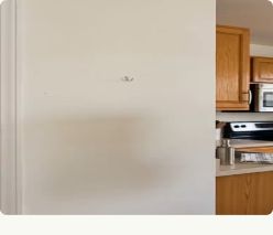 A kitchen wall ready for the framed recipe.